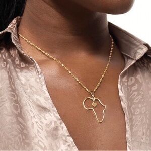 Gold Africa Pendant Necklace 18inch